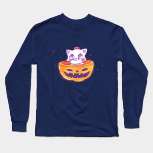 Cute Halloween pumpkin cat Long Sleeve T-Shirt
